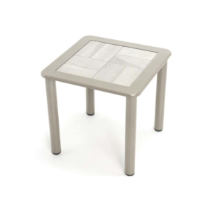 Aruba coffee table in ceramic for sun lounger, in beige tones. For outdoor use.