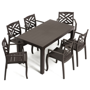 Conjunto de Mesa Sirius 90x140 e cadeeiras, cor castanha