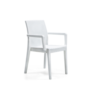 Cadeira Jade com braços, cor branca. Uso interior e exterior