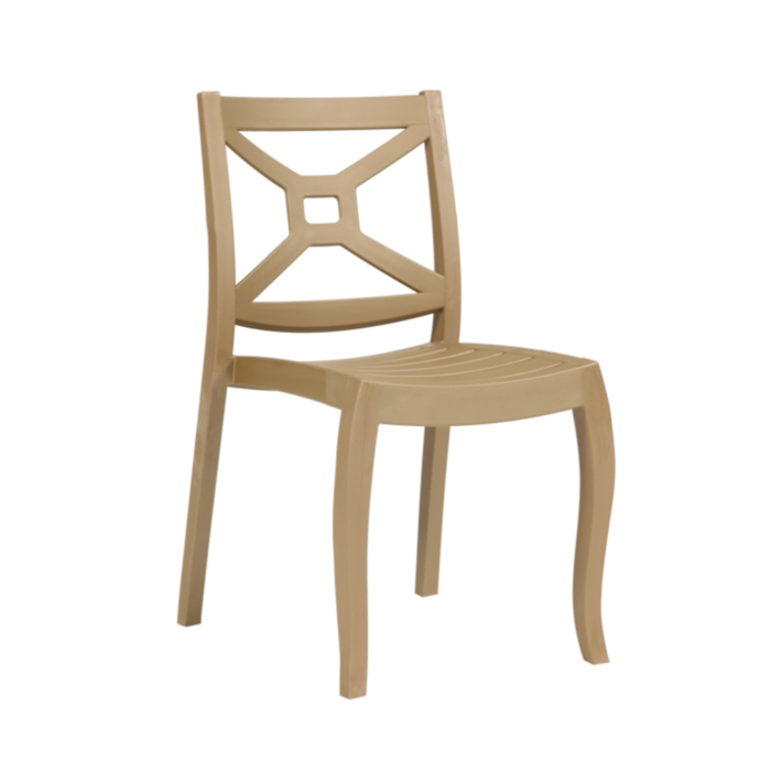 Cadeira Canopus Box sem braços, cor dourada. Ideal para uso exterior