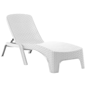 Cuba sun lounger, Rattan type, white colour. Ideal for swimming pool