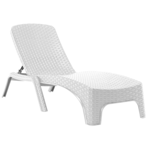 Espreguiçadeira Cuba, tipo Rattan, cor branca. Ideal para piscina