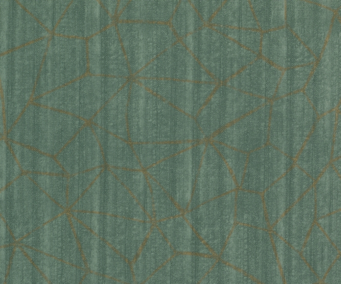green wallpaper with golden geometric shapes