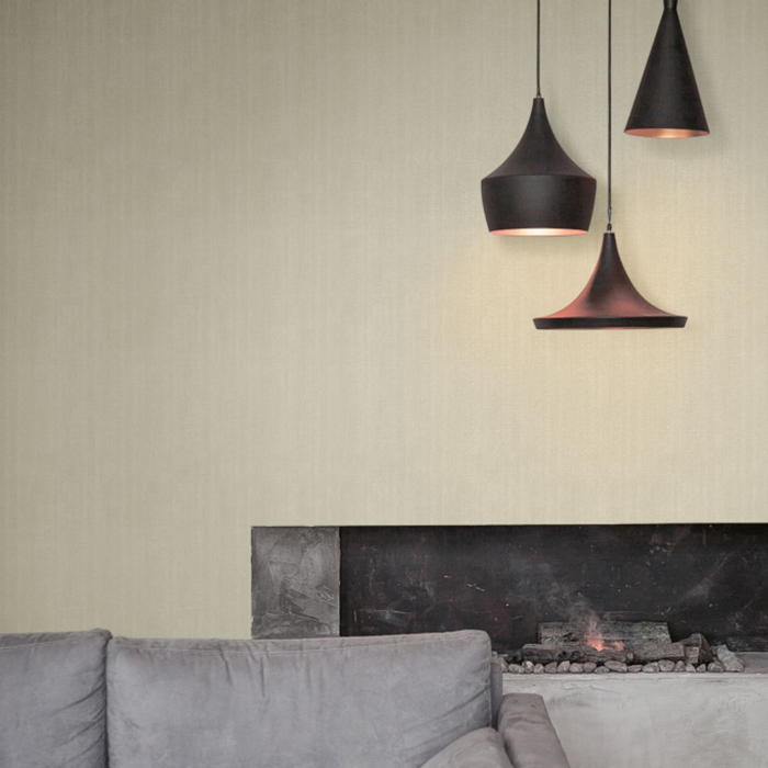 Beige wallpaper com suspended lighting