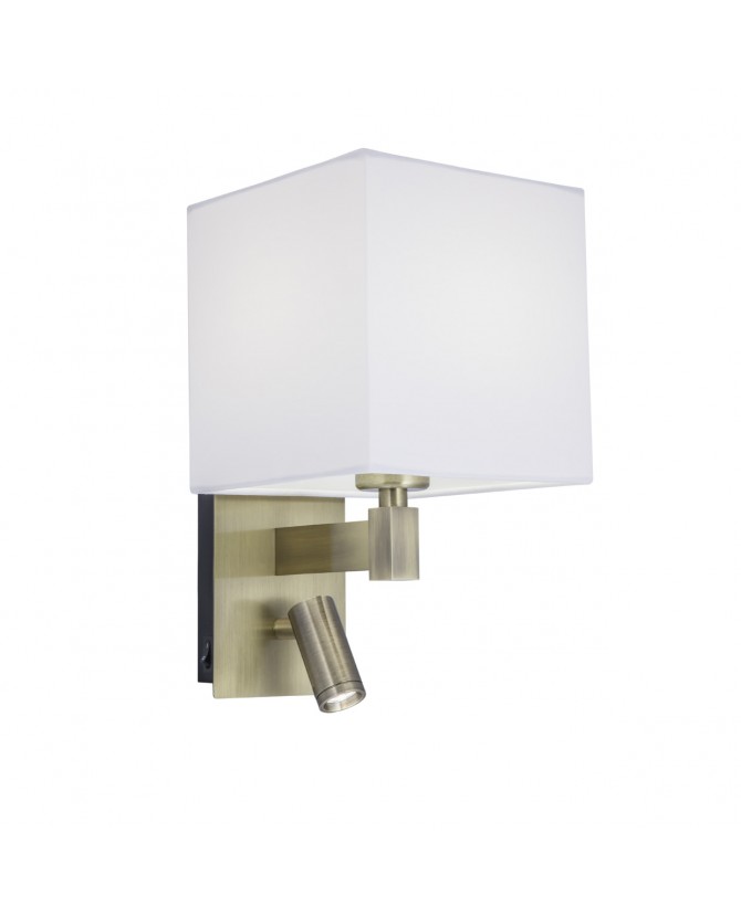 Wall lamp with small reading stand and white lampshade