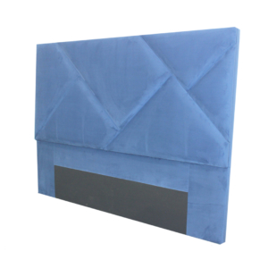 Cabeceira de cama estofada de cor azul
