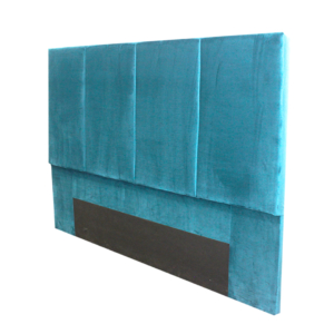 Upholstered headboard with green velvet fabric