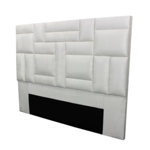 White synthetic marine fabric headboard with tetris pattern