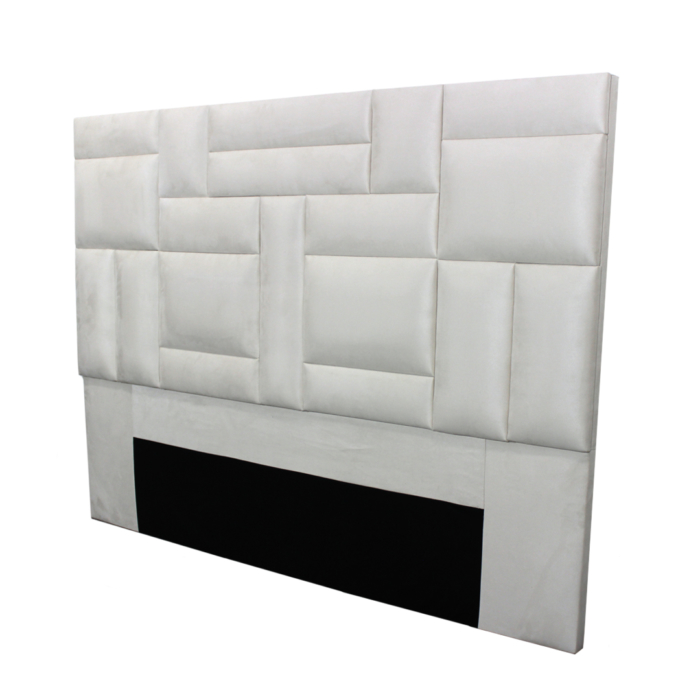 White synthetic marine fabric headboard with tetris pattern