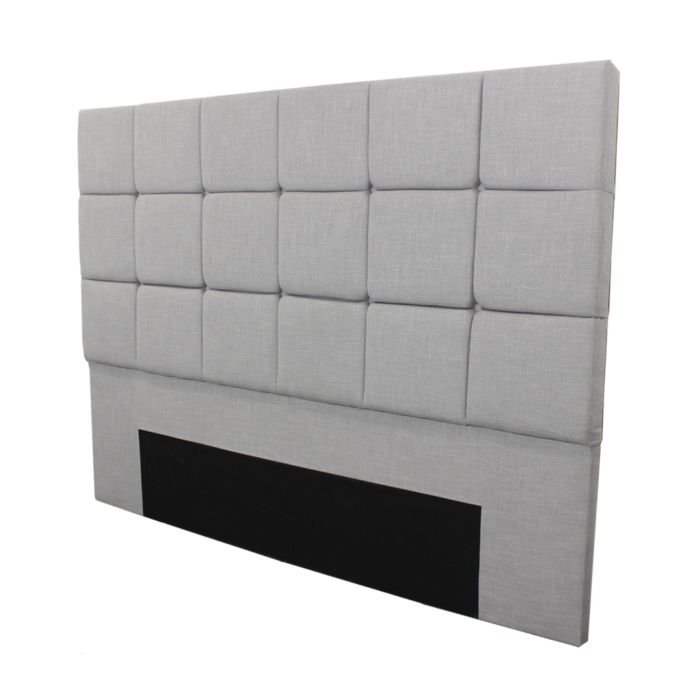 Headboard upholstered with grey fabric