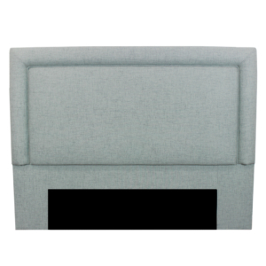 Upholstered headboard with aqua green fabric