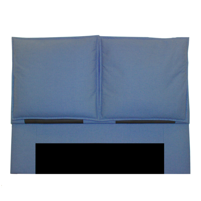 cabeceira de cama azul com efeito de 2 almofadões