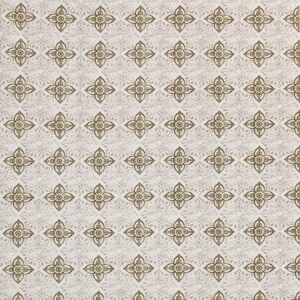 Tecido decorativo e para estofo ligeiro em tons de dourado e creme, com padrão de azulejo