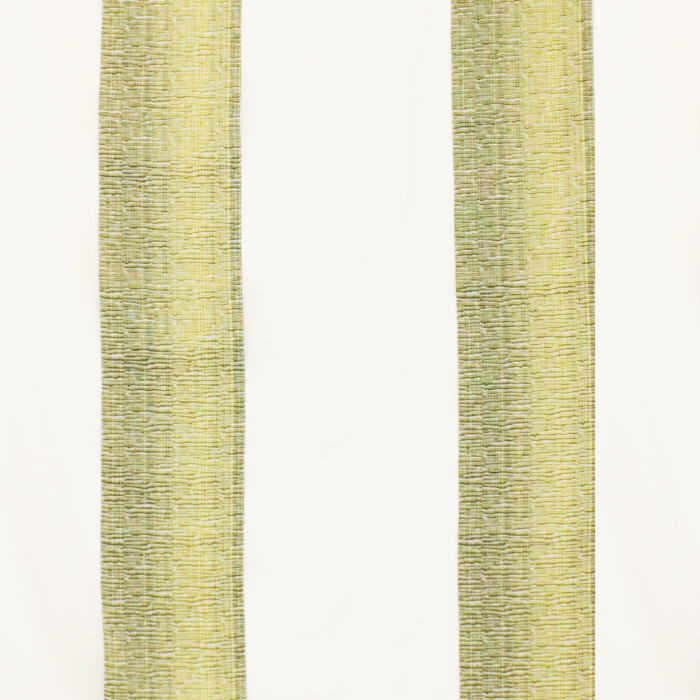 Curtain fabric, with transparency, two verticals stripes, green and transparent