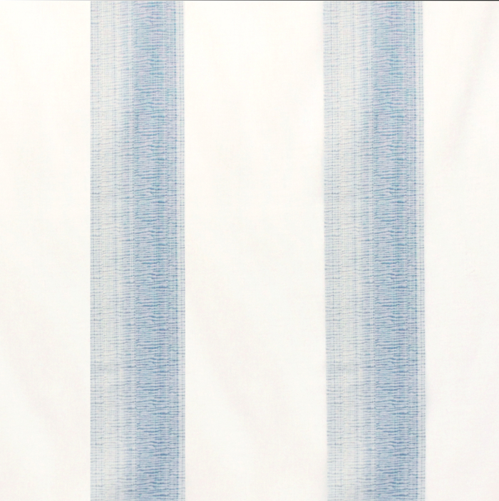 Curtain fabric, with transparency, two verticals stripes, blue and transparent
