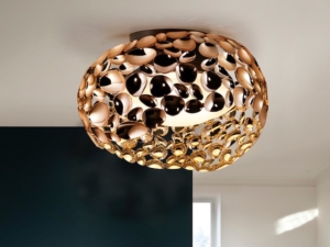 Ceiling lamp, round pendant lamp in rose gold