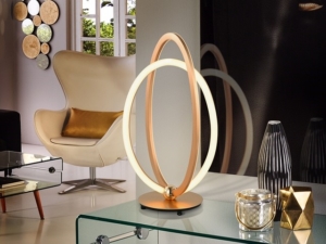Rose gold table lamp, in oval form