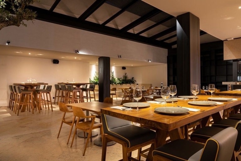Restaurant with wooden tables and chairs