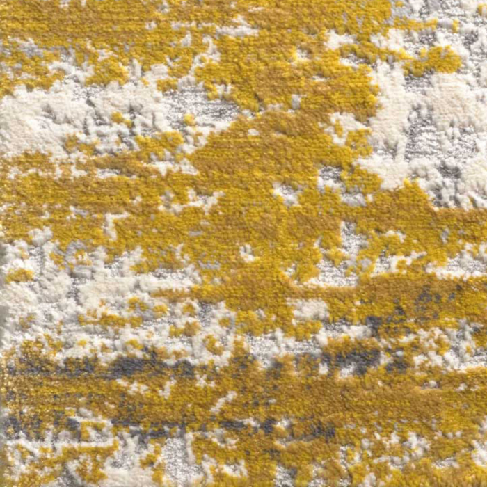 Rug with yellow, white and grey abstract design