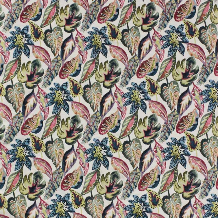 Coloured decorative fabric with leaves for making up cushions or soft upholstery