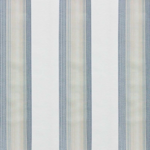 Beige fabric for curtain with blue vertical stripes