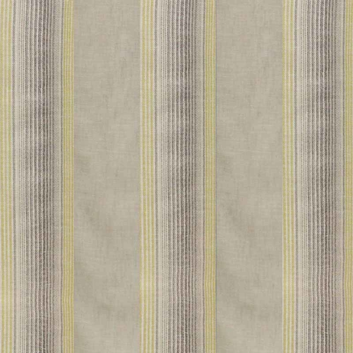 Dark beige fabric for curtain with green and vertical stripes